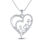 Sterling Silver Womens Round Diamond Love Heart Pendant 1/10 Cttw