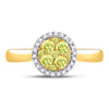 14kt Yellow Gold Womens Round Canary Yellow Diamond Circle Cluster Ring 1/2 Cttw