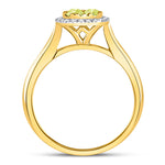 14kt Yellow Gold Womens Round Canary Yellow Diamond Circle Cluster Ring 1/2 Cttw