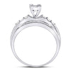 Sterling Silver Princess Diamond Square Cluster Bridal Wedding Engagement Ring 1/3 Cttw