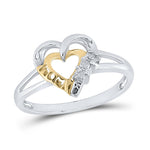 Sterling Silver Womens Round Diamond Heart Mom Mother Ring .03 Cttw