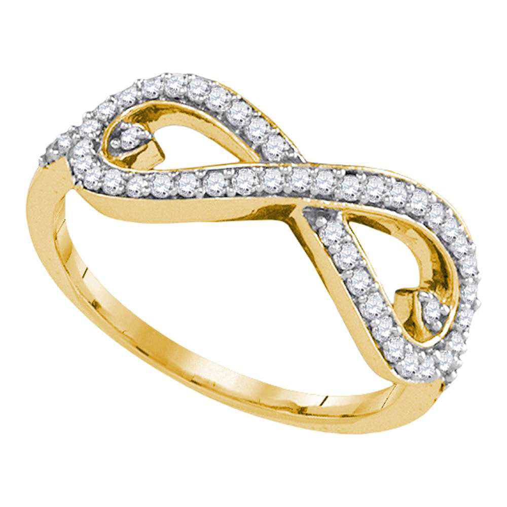 10kt Yellow Gold Womens Round Diamond Infinity Ring 1/3 Cttw