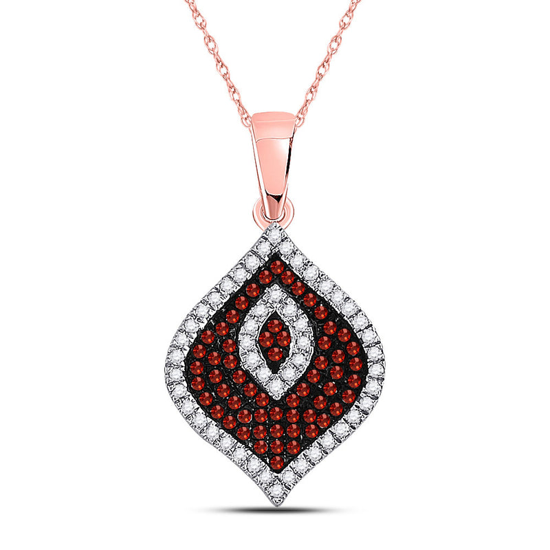 10kt Rose Gold Womens Round Red Color Enhanced Diamond Fashion Pendant 1/3 Cttw