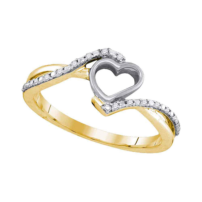 10kt Yellow Gold Womens Round Diamond Heart Ring 1/20 Cttw