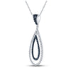 Sterling Silver Womens Round Blue Color Enhanced Diamond Teardrop Pendant 1/10 Cttw