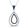 Sterling Silver Womens Round Blue Color Enhanced Diamond Teardrop Pendant 1/10 Cttw