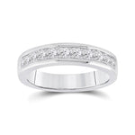 14kt White Gold Womens Princess Channel-set Diamond Single Row Wedding Band 1 Cttw