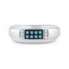 10kt White Gold Mens Round Blue Color Enhanced Diamond Band Ring 1/3 Cttw