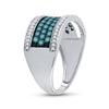 10kt White Gold Womens Round Blue Color Enhanced Diamond Band Ring 1 Cttw