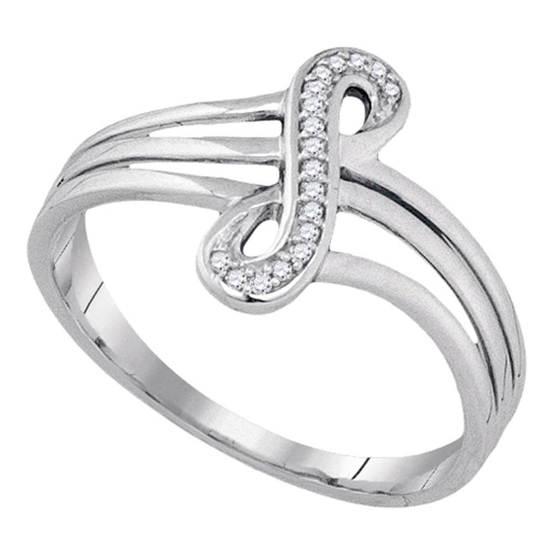 10kt White Gold Womens Round Diamond Vertical Infinity Strand Ring 1/20 Cttw