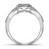 10kt White Gold Diamond Cluster Bridal Wedding Ring Band Set 3/8 Cttw