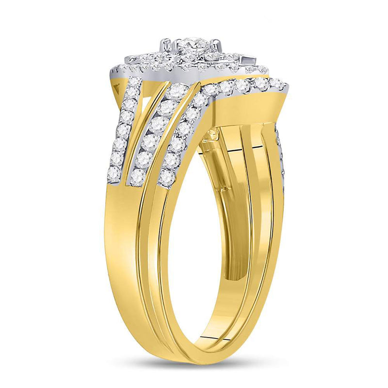 14kt Yellow Gold Princess Diamond Oval Bridal Wedding Ring Band Set 1 Cttw