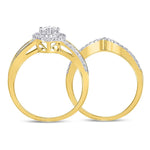 14kt Yellow Gold Princess Diamond Oval Bridal Wedding Ring Band Set 1 Cttw