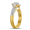 14k Yellow Gold Princess Diamond Bridal Wedding Ring Band Set 7/8 Cttw