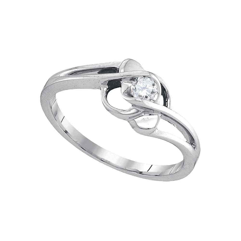 10kt White Gold Womens Round Diamond Solitaire Promise Ring 1/6 Cttw