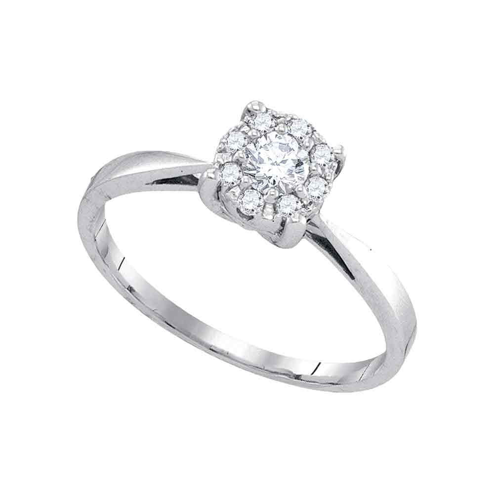 10kt White Gold Round Diamond Solitaire Bridal Wedding Engagement Ring 1/4 Cttw