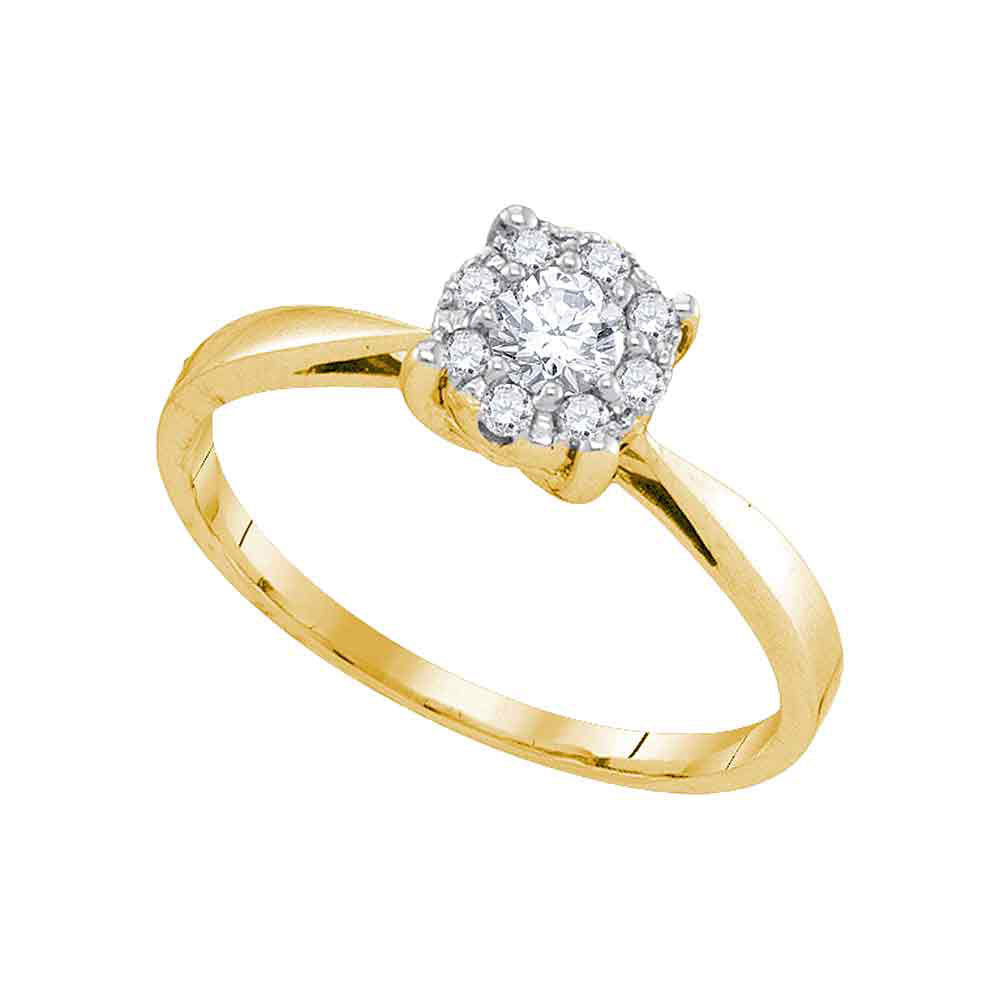 10kt Yellow Gold Round Diamond Solitaire Bridal Wedding Engagement Ring 1/4 Cttw