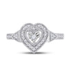 Sterling Silver Womens Round Diamond Heart Ring 1/8 Cttw