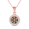 10kt Rose Gold Womens Round Brown Diamond Flower Cluster Pendant 3/8 Cttw