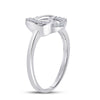 Sterling Silver Womens Round Diamond Double Joined Heartss Love Ring 1/6 Cttw