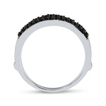 10kt White Gold Womens Round Black Color Enhanced Diamond Wrap Ring Guard Enhancer 1/3 Cttw