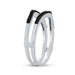 10kt White Gold Womens Round Black Color Enhanced Diamond Wrap Ring Guard Enhancer 1/3 Cttw