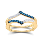 10kt Yellow Gold Womens Round Blue Color Enhanced Diamond Enhancer Wedding Band 1/5 Cttw