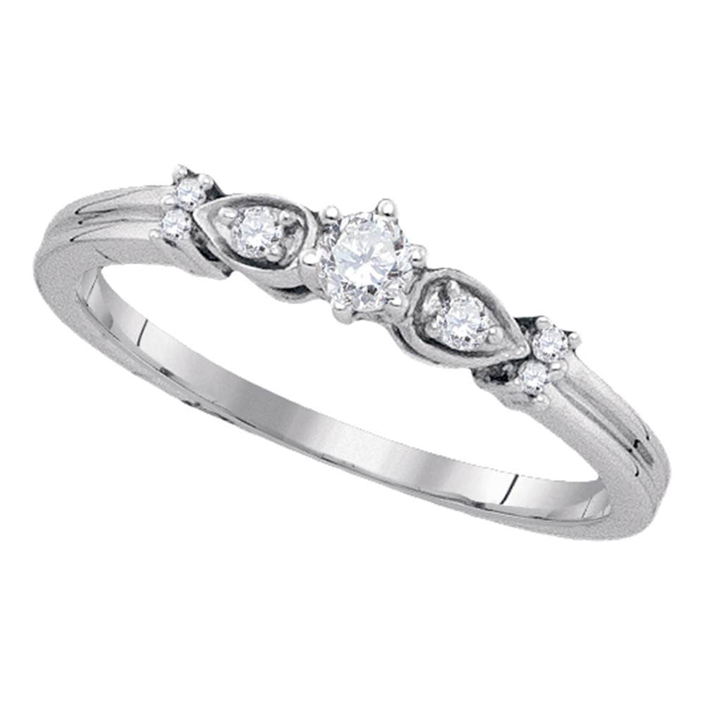 Sterling Silver Round Diamond Solitaire Bridal Wedding Engagement Ring 1/6 Cttw