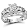 10kt White Gold Princess Diamond Cluster Bridal Wedding Engagement Ring 1/2 Cttw - Size 7.5