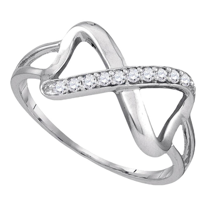 10kt White Gold Womens Round Diamond Infinity Ring 1/10 Cttw