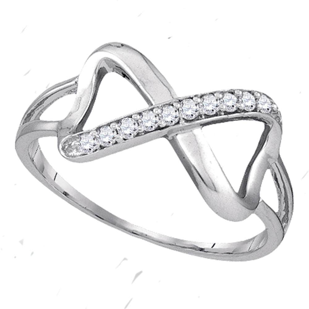 Sterling Silver Womens Round Diamond Infinity Fashion Band Ring 1/10 Cttw