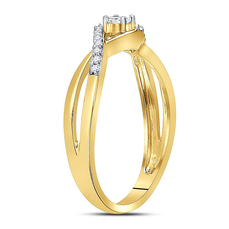 10kt Yellow Gold Womens Princess Diamond Solitaire Promise Ring 1/6 Cttw