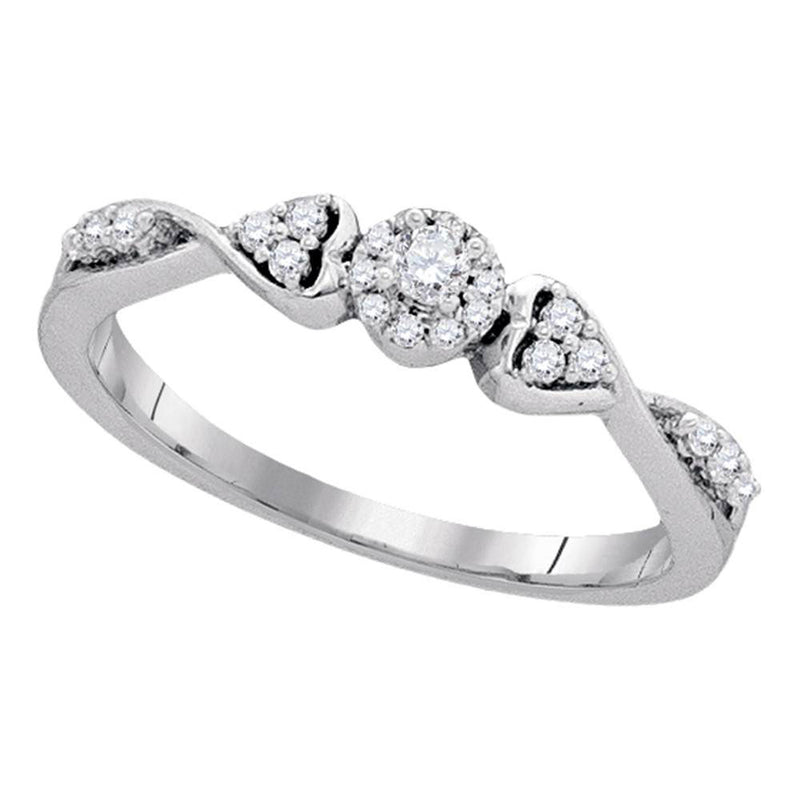 10kt White Gold Womens Round Diamond Cluster Promise Ring 1/5 Cttw