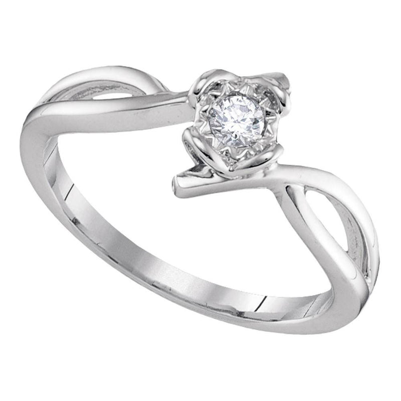 10kt White Gold Womens Round Diamond Solitaire Promise Ring 1/8 Cttw