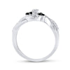 10kt White Gold Round Diamond Solitaire Black-accent Bridal Wedding Engagement Ring 1/3 Cttw