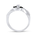 10kt White Gold Round Diamond Solitaire Black-accent Bridal Wedding Engagement Ring 1/3 Cttw