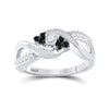 10kt White Gold Round Diamond Solitaire Black-accent Bridal Wedding Engagement Ring 1/3 Cttw