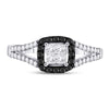 10kt White Gold Womens Round Black Color Enhanced Diamond Cluster Ring 1/2 Cttw