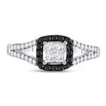 10kt White Gold Womens Round Black Color Enhanced Diamond Cluster Ring 1/2 Cttw