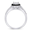 10kt White Gold Womens Round Black Color Enhanced Diamond Cluster Ring 1/2 Cttw