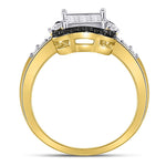 10kt Yellow Gold Womens Round Black Color Enhanced Diamond Cluster Ring 3/4 Cttw