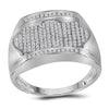 10kt White Gold Mens Round Diamond Rectangle Arched Cluster Ring 1/2 Cttw