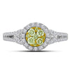 14kt White Gold Womens Round Natural Canary Yellow Diamond Cluster Ring 5/8 Cttw