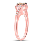 10kt Rose Gold Womens Princess Brown Diamond Fashion Ring 1/4 Cttw