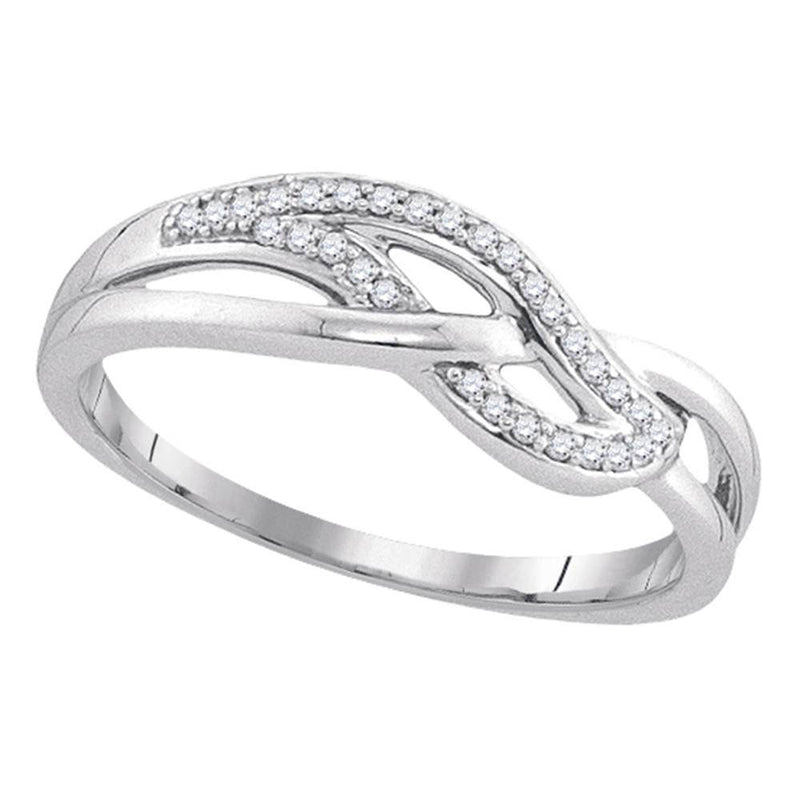 10kt White Gold Womens Round Diamond Woven Strand Band Ring 1/10 Cttw