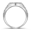 10k White Gold Round Diamond Cluster Bridal Wedding Ring Band Set 3/8 Cttw