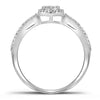 10kt White Gold Round Diamond Cluster Bridal Wedding Ring Band Set 1/4 Cttw