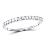 14kt White Gold Womens Round Pave-set Diamond Single Row Wedding Band 1/4 Cttw