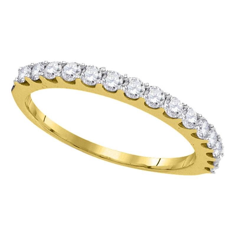 14kt Yellow Gold Womens Round Diamond Wedding Anniversary Band 1/2 Cttw