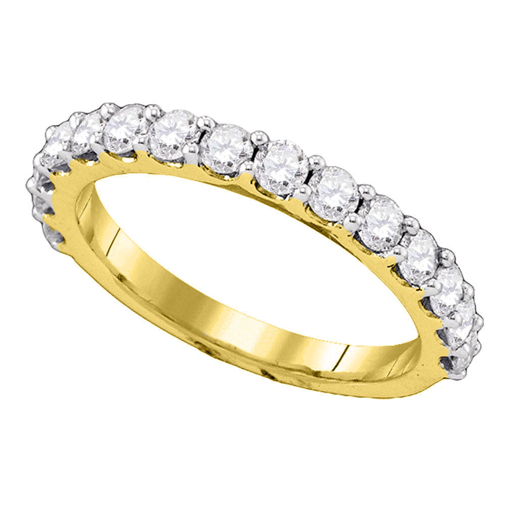 14kt Yellow Gold Womens Round Diamond Wedding Anniversary Band 1 Cttw